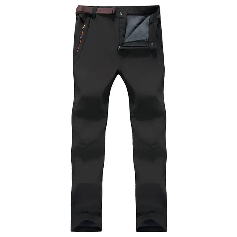 Black Aufdiazy 7XL зимние мужские флисовые термо брюки для улицы водонепроницаемые ветрозащитные походные треккинговые тепловые мужские брюки IM025 - Цвет: Black