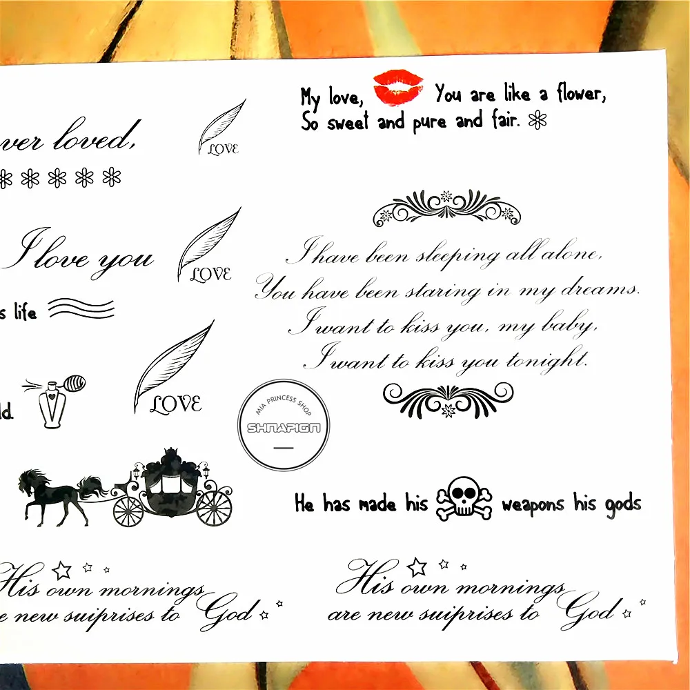 SHNAPIGN мудрые влюбленные стихи слова временное боди арт флэш Татуировка наклейка