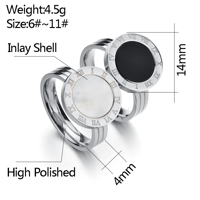 ELSEMODE модные римские цифры ракушки Роскошные обручальные свадебные кольца из