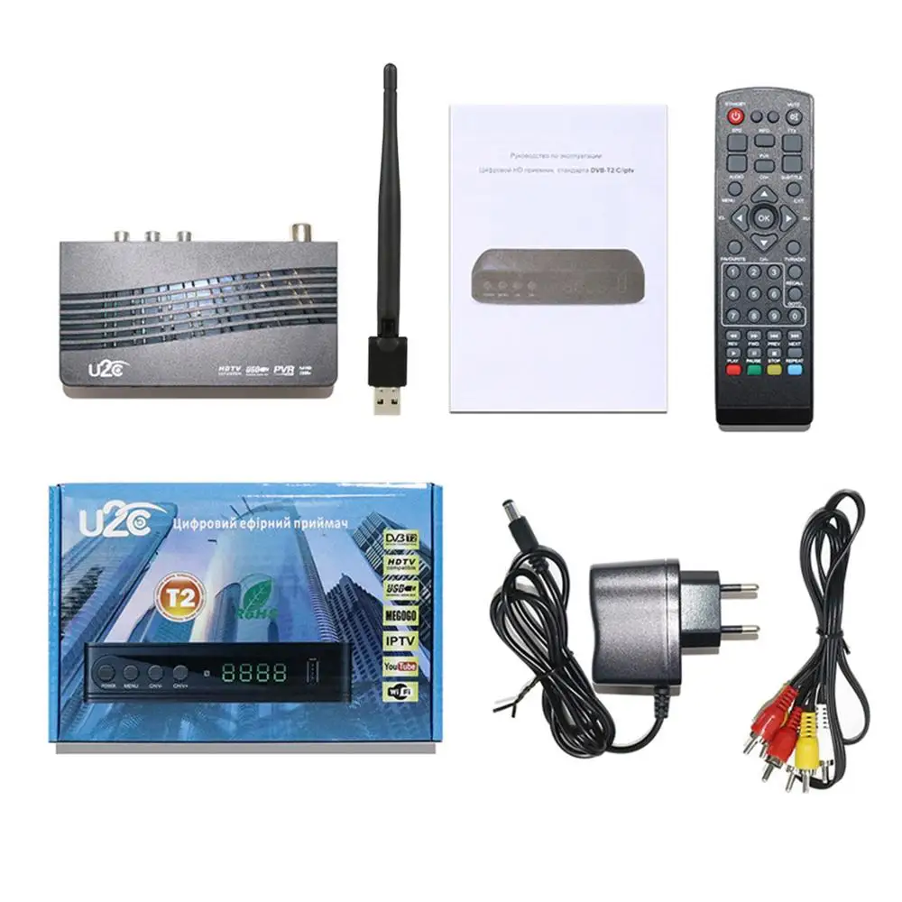 U2C dvb-t2 tv tuner тв приставка dvb t2 для России тюнер dvb t2 Wifi receiver dvb-t2 vga приставка для цифрового тв iptv HD TV Box dvb-c тюнер Служба поддержки Dolby AC3 - Цвет: Add USB Wifi