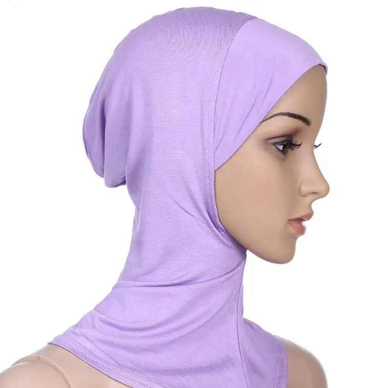 lavender Multicolor Full Cover Soft Modal Muslim Hijab Shawls Swimming Cap Women's Swimming Suit Islamic Underscarf Bikinis Beachwear Cap - Цвет: lavender