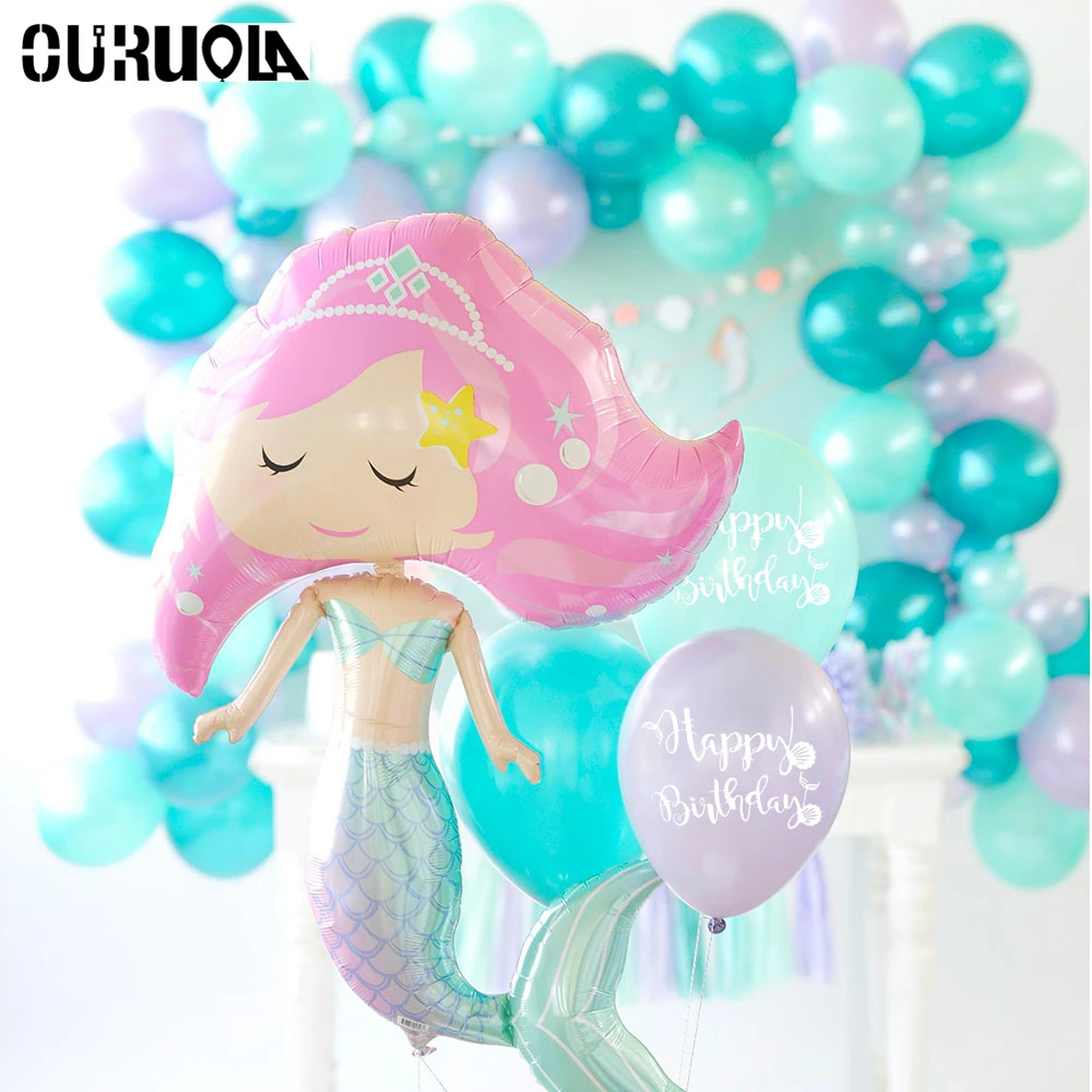 10 шт. воздушный шар для дня рождения смешанный латексный русалки синего и