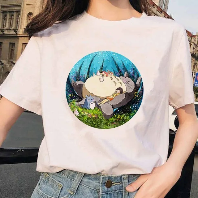 Футболка Totoro Spirit Out Хаяо Миядзаки из мультфильма Studio Ghibli femme женская футболка с японским аниме, женская одежда с аниме