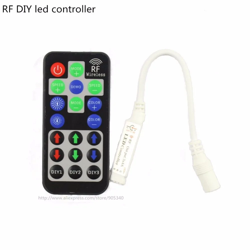 

5*RF Mini RGB 12A DIY 19key black Controller for RGB 5050 3528 LED Strip Wireless DIY Dynamic DC 12-24V with Remote control