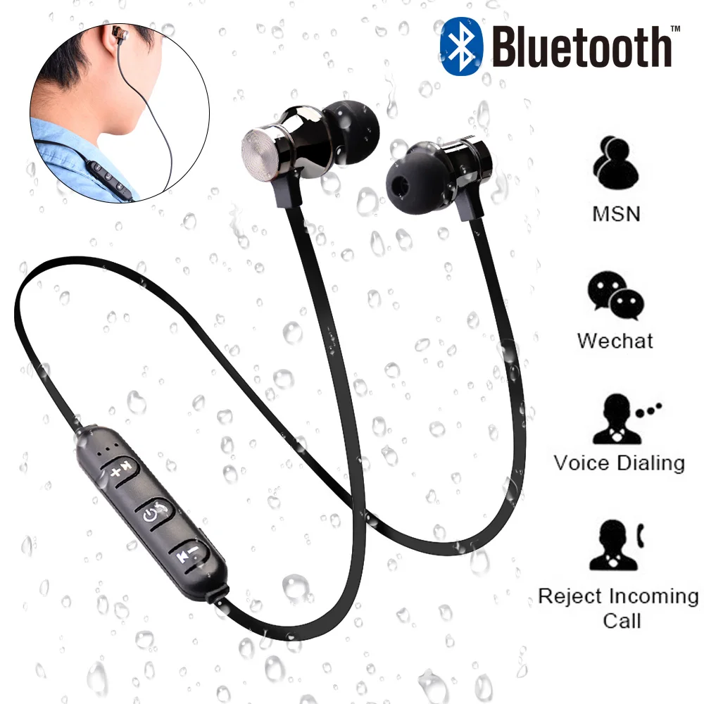 Bluetooth наушники с микрофоном стерео звук MP3 гарнитура беспроводные X9 магнитные HiFi