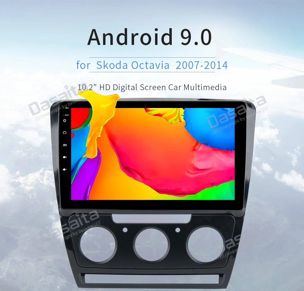 Android 9,0 1Din автомобиль радио для Skoda Octavia DVD плеер 2007 2008 2009 2010 2011 2012 2013 с 10," ips Сенсорный экран WI-FI
