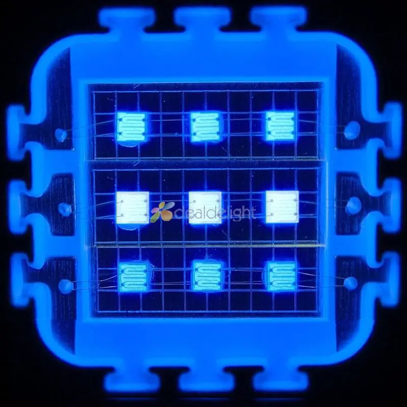 10 Вт квадратный 3x холодный белый 10000K 6x ярко синий 450nm 455nm светодиодный светильник