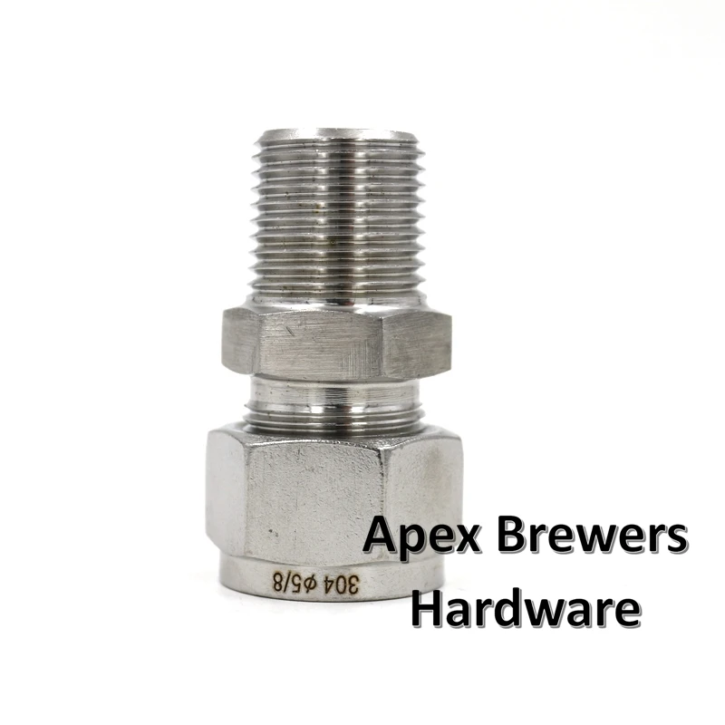 Нержавеющая 5/8 &quotComp. x 1/2&quot Мужской NPT пивоваренный Компрессионный фитинг
