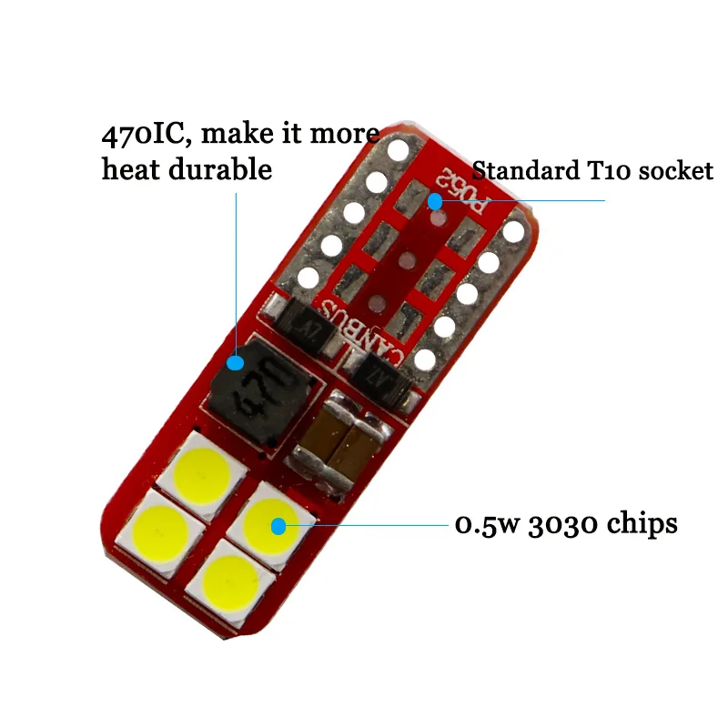 10 шт. T10 Светодиодные лампы 1 Вт Неполярные 168 501 W5W LED 8 smd 3030 клинового внутреннего