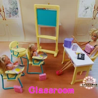 new fashion classroom chairs blackboard gift set doll accessories doll house furniture set for barbie doll baby girls diy toys