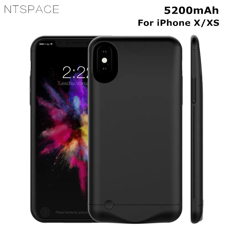 Чехлы с зарядным устройством NTSPACE для iPhone XS X чехол внешним аккумулятором 5200 мАч