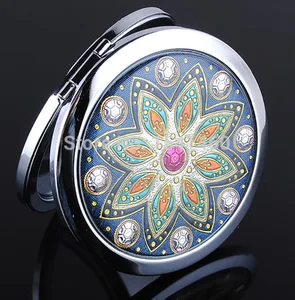 Женские модные мини зеркальные зеркала для макияжа, портативные карманные косметические зеркала с двухсторонним покрытием, оптовая продажа