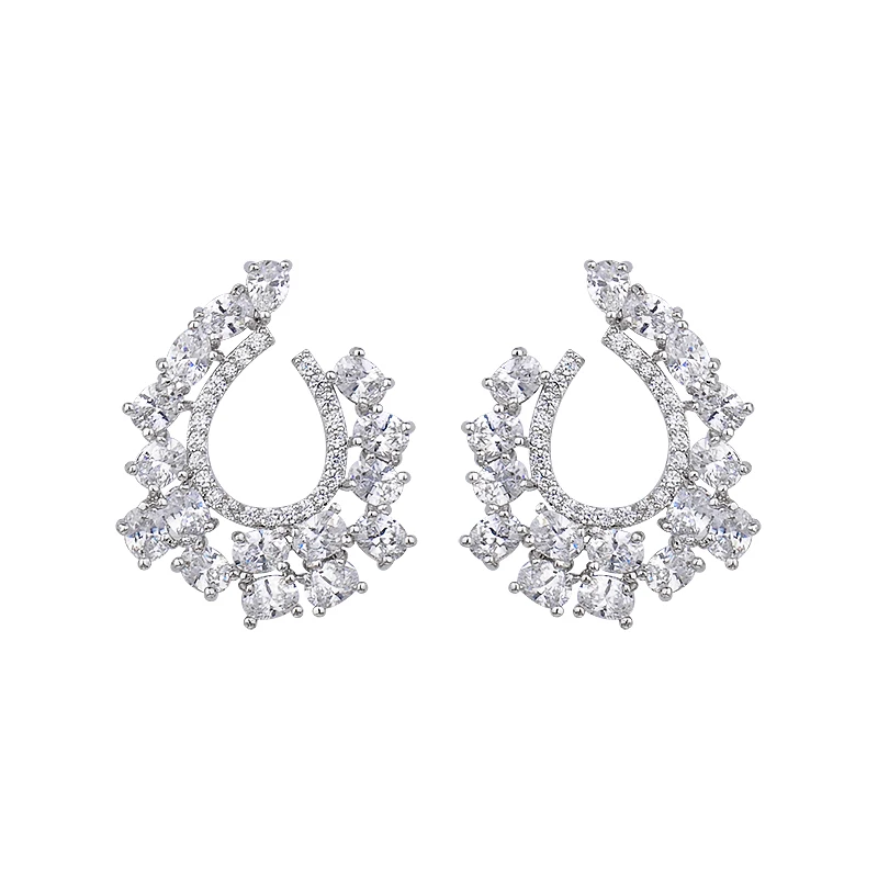 YAN MEI высококачественные циркониевые Серебряная Сережка в форме растения