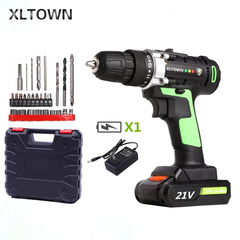 XLTOWN 21 v Беспроводная электрическая отвертка с коробкой перезаряжаемая литиевая