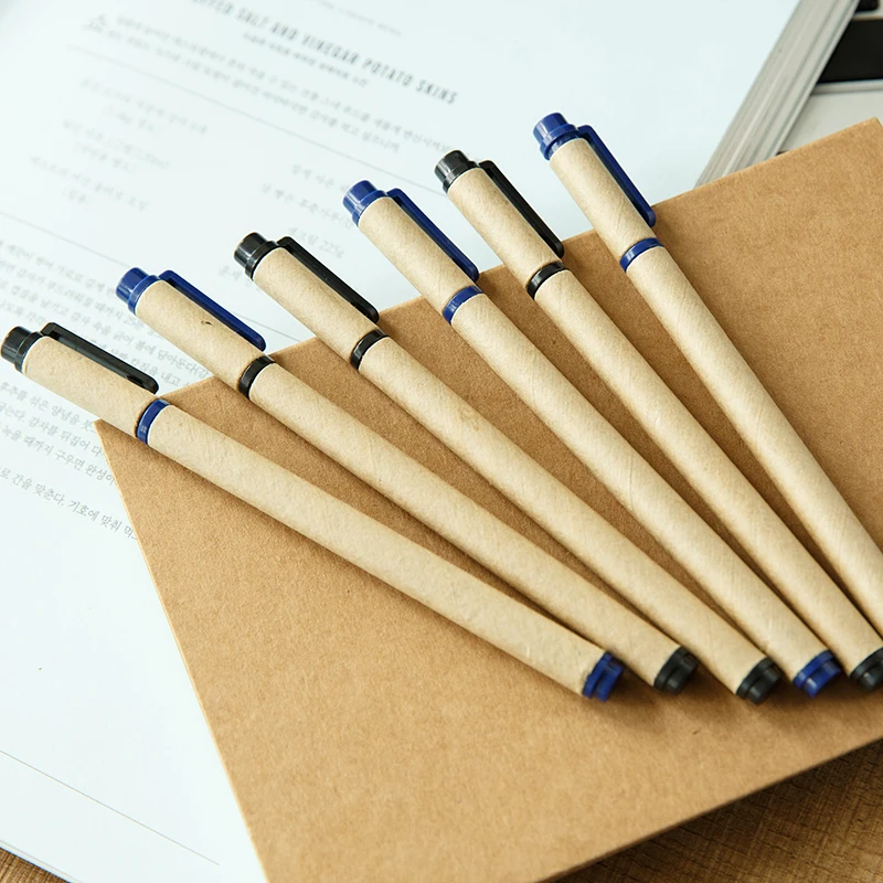 Jianwu 4 шт. 0.5 мм Muji стиль крафт бумага окружающей гелевая ручка нейтральной черные