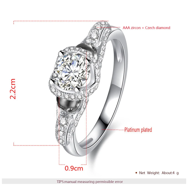 Блестящее женское кольцо с цирконием AAA большие кольца красивым камнем покрытое