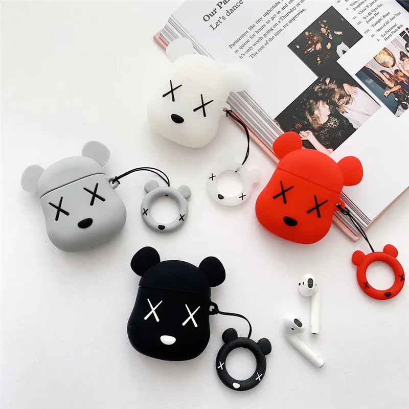 High Quality Silicon Cute Cartoon violent bear Soft Bluetooth Wireless Earphone Cases for Apple AirPods 1/2 Earphones Box |