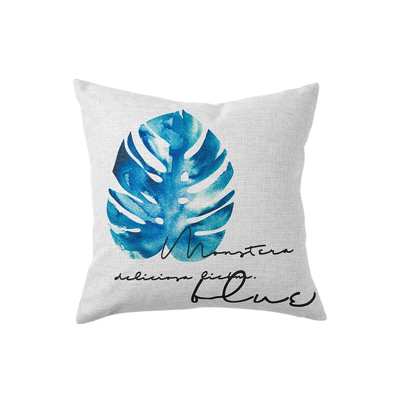 Оптовая продажа винтажная синяя Акварельная наволочка для подушки