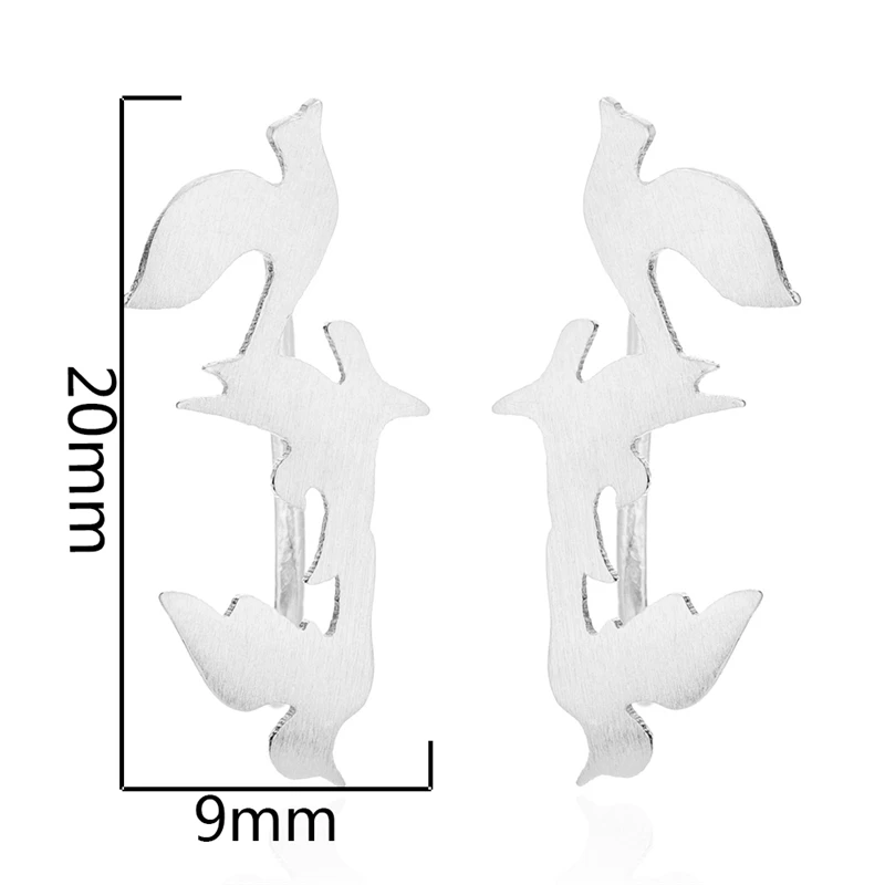 Женские серьги из нержавеющей стали Yiustar в виде животных с тремя птицами |