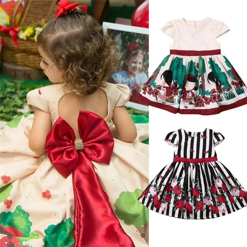 Formal Party Kids Baby Girls Princess Dress Back Hollow Out Big Bow Flower Wedding Girl Tulle Tutu Ball Gown 1-7Y | Детская одежда и