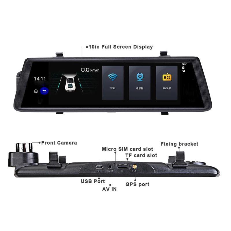 Anstar 1" 4G Автомобильный видеорегистратор HD 1080P WiFi Android видео рекордер gps навигация ADAS двойной объектив видеорегистратор Автомобильная камера в зеркале заднего вида