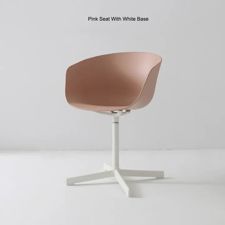 Pink ST White Base Современный классический дизайн модный Ins скандинавский Лофт металлический алюминиевый основание мягкий цвет поворотный офисный кабинет компьютер обеденный подлокотник стул 1 шт - Цвет: Pink ST White Base