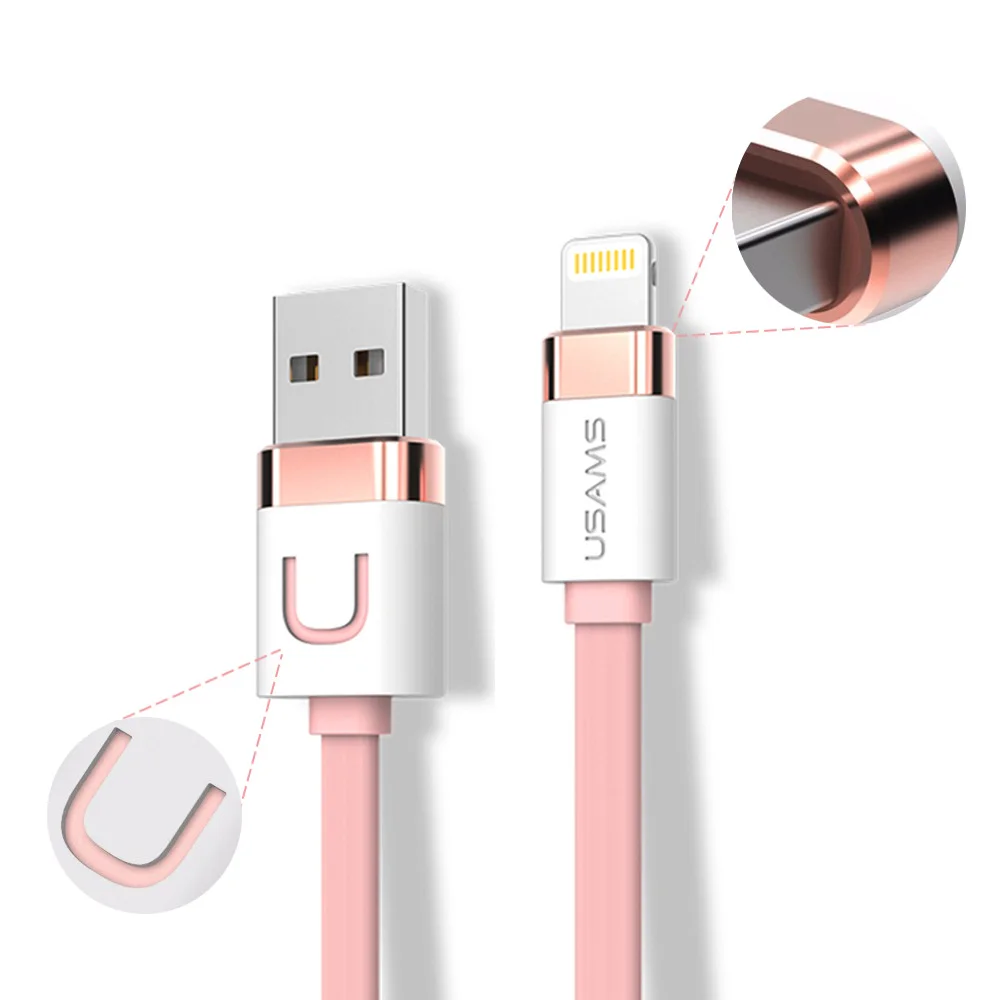 Для iphone 5 5S Usb кабель USAMS 1 м 3Ft сплава цинка 2.1A лапша usb-зарядное устройство