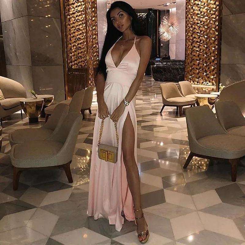 Спагетти ремень Bodycon платье Для женщин Мода v образным вырезом спинки пикантные