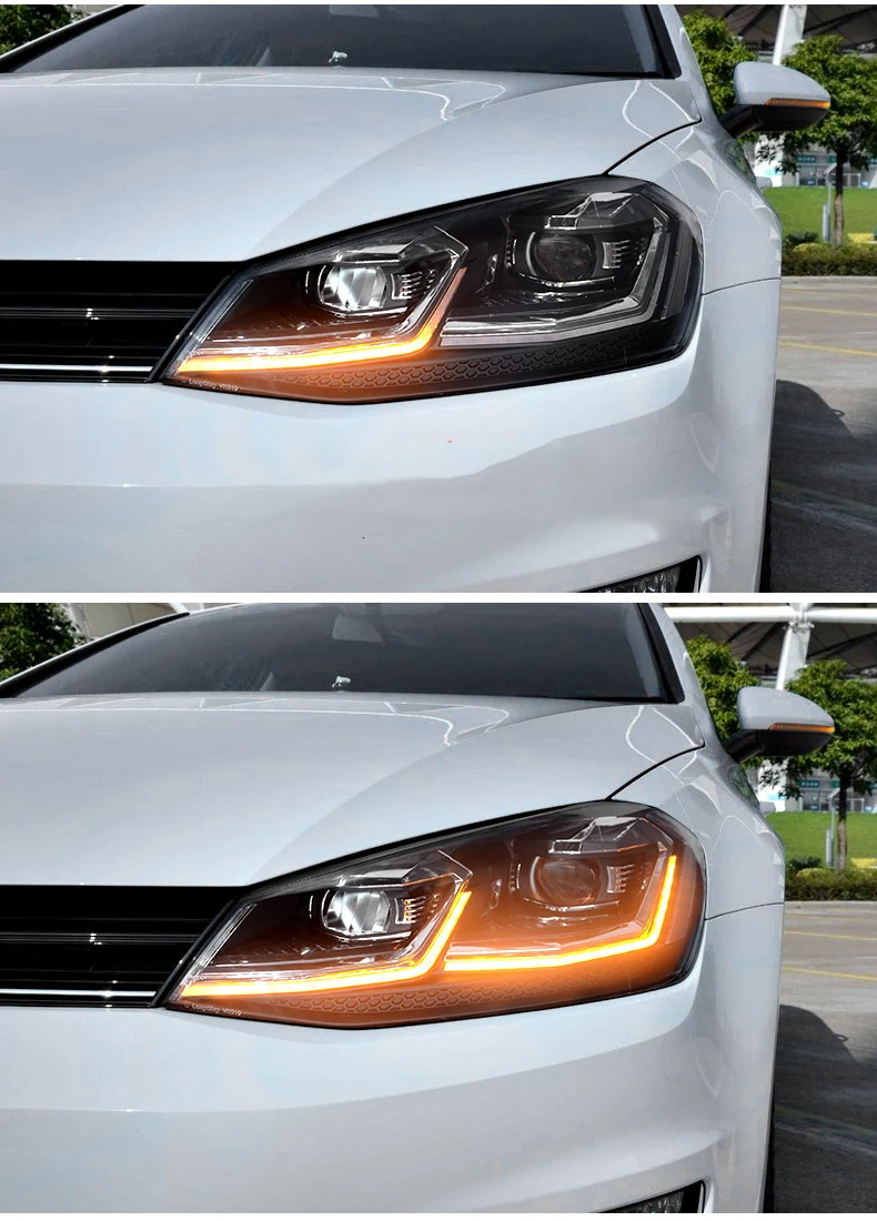 Автомобильный Стильный чехол для фары VW Golf7, фары Golf 7, MK7, 2013-, светодиодный фонарь, DRL Объектив, двойной луч, биксенон, HID