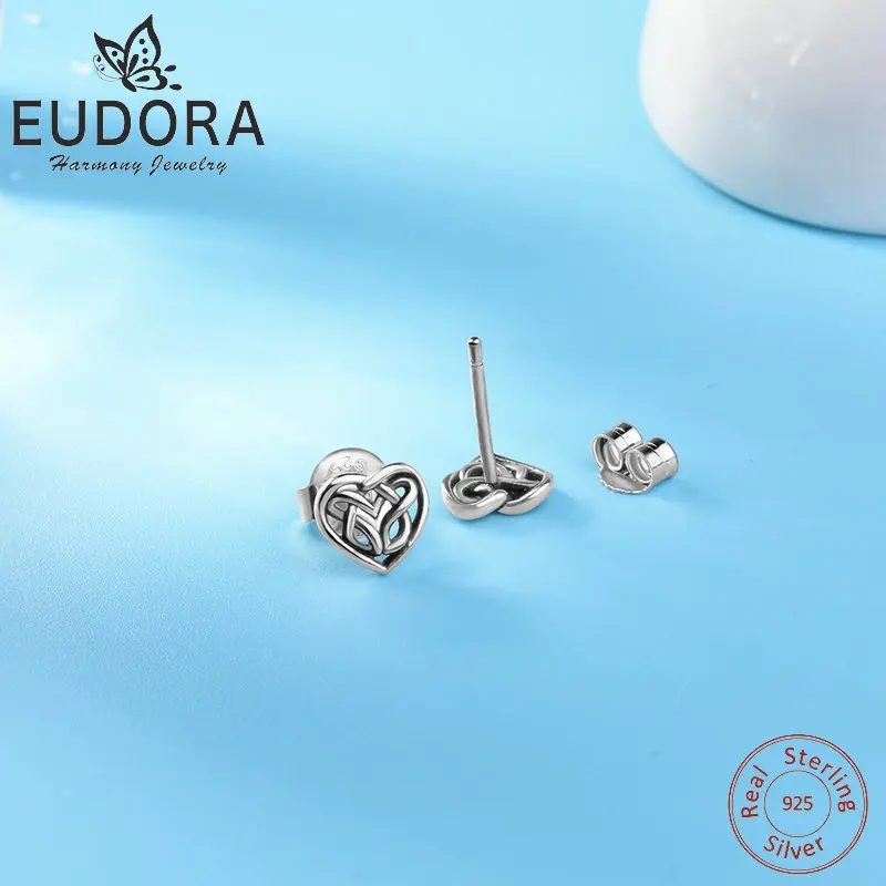 Серьги женские из серебра 925 пробы с сердечками|Серьги-гвоздики| |