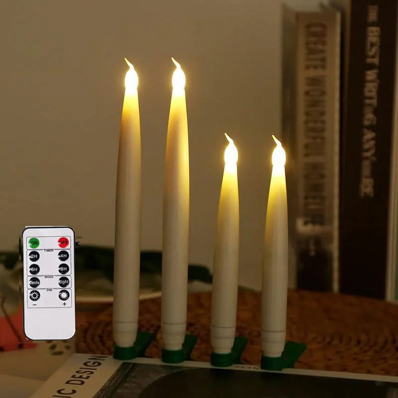 Упаковка из 6 беспламенных свечей с зажимами не воскового материала 19 см 14 5 | Дом и
