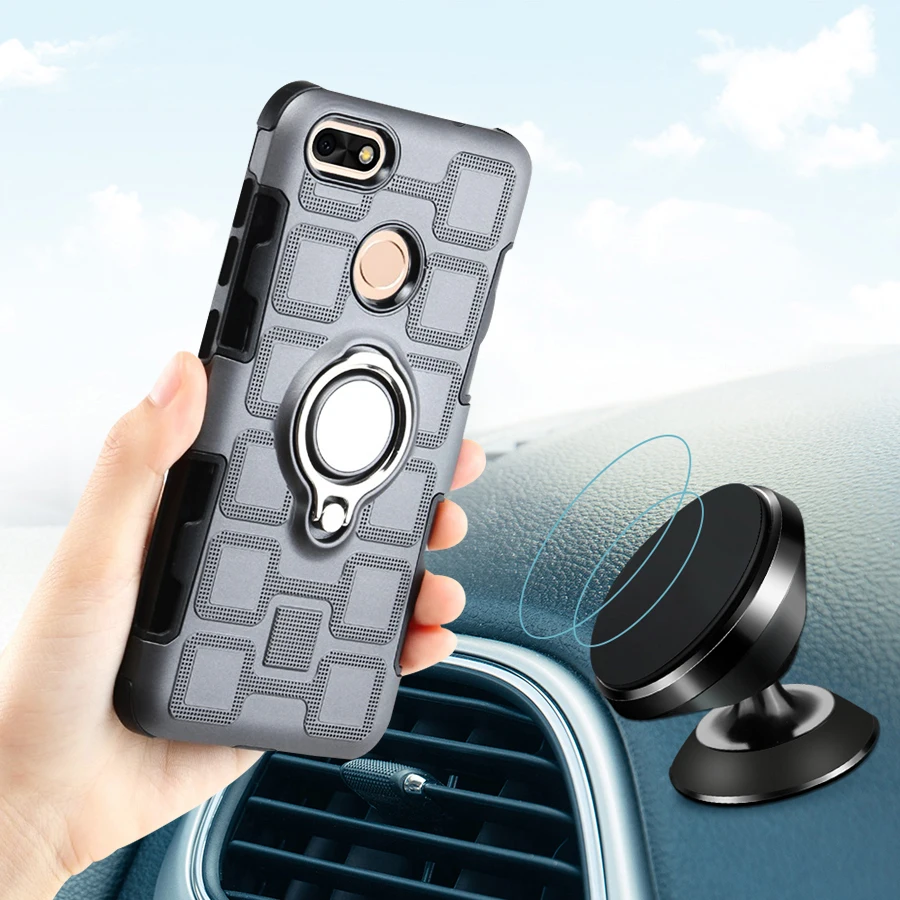 Cover For Huawei P9 Lite Mini Silicone Shockproof Phone Case Y6 Pro 2017 Luxury Armor Back Ring Stand Hard |
