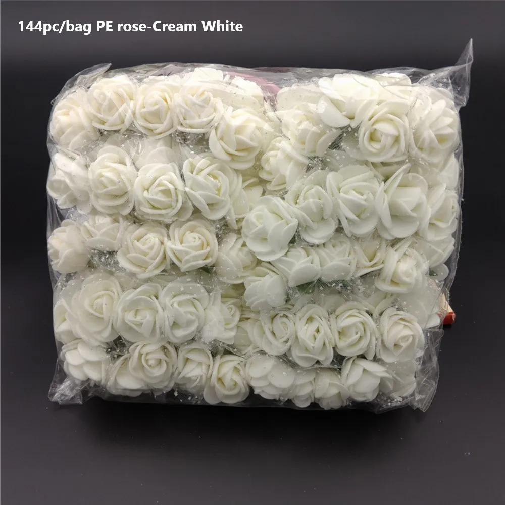 144pc-Beige rose 144 шт./лот, плюшевый мишка из роз, пенопластовый Мишка, искусственный плюшевый мишка из розы, декоративная форма мишки из розы, искусственный цветок из пенопласта, форма медведя из розы - Цвет: 144pc-Beige rose