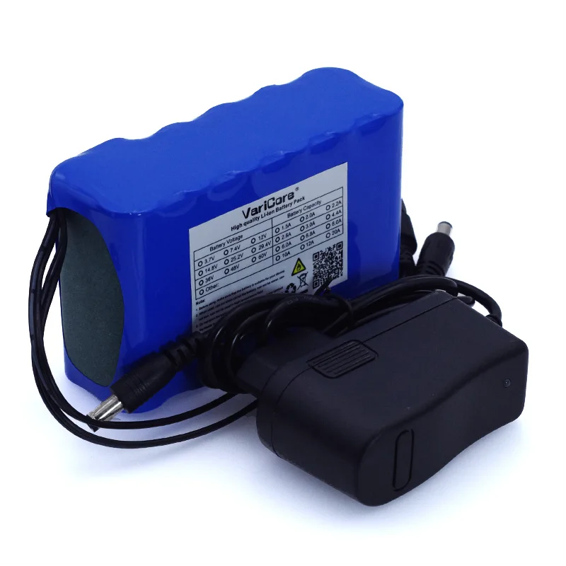 

VariCore 12V 10Ah 18650 li-lon battery pack 10000mAh with BMS Circuit Protection Board DC 5.5*2.1mm+ 12.6V 1A Charger