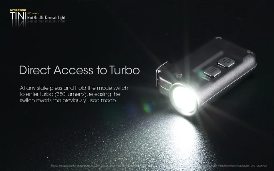 NITECORE TINI брелок Светильник 380 люмен CREE XP-G2 S3 светодиодный USB Перезаряжаемый встроенный аккумулятор Кнопка вспышки светильник Открытый мини EDC