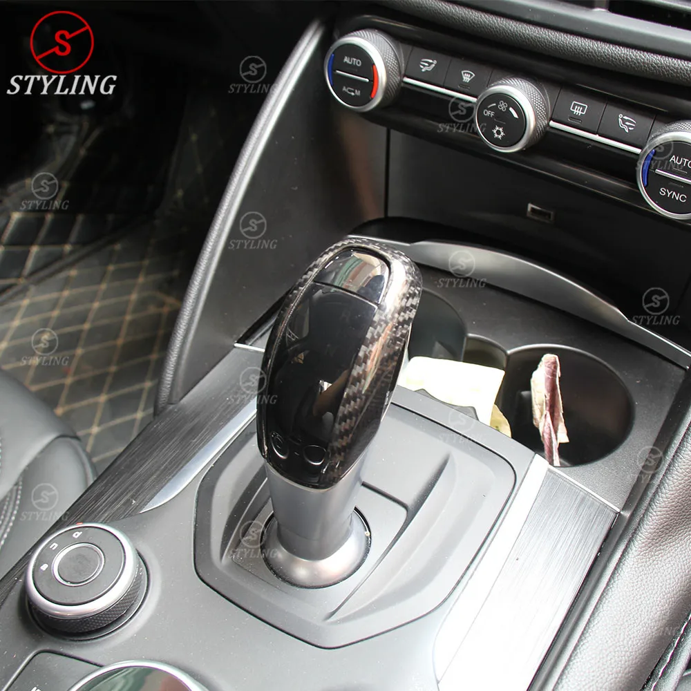 Control shifter knob cover For Alfa Romeo Carbon Fiber Gear shift Car Handle Sticker interior trim LHD Only | Автомобили и