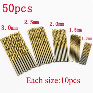 50 шт.компл. высококачественное сверло из быстрорежущей стали с круглой ручкой 1,0 мм-3,0 мм, высокоскоростное сверло из стали для сверления металла и дерева