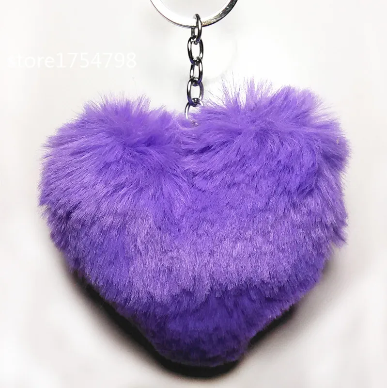 Брелок для ключей яркий брелок с подвеской из искусственного меха в форме сердца