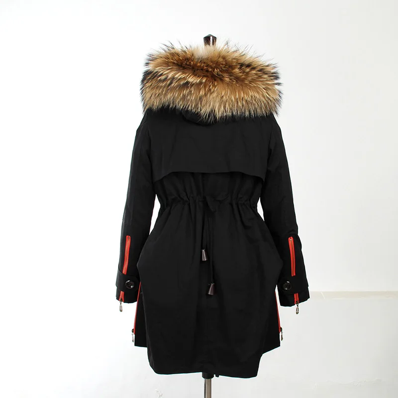 Куртка женская зимняя со съемной подкладкой и воротником из меха енота | Женская