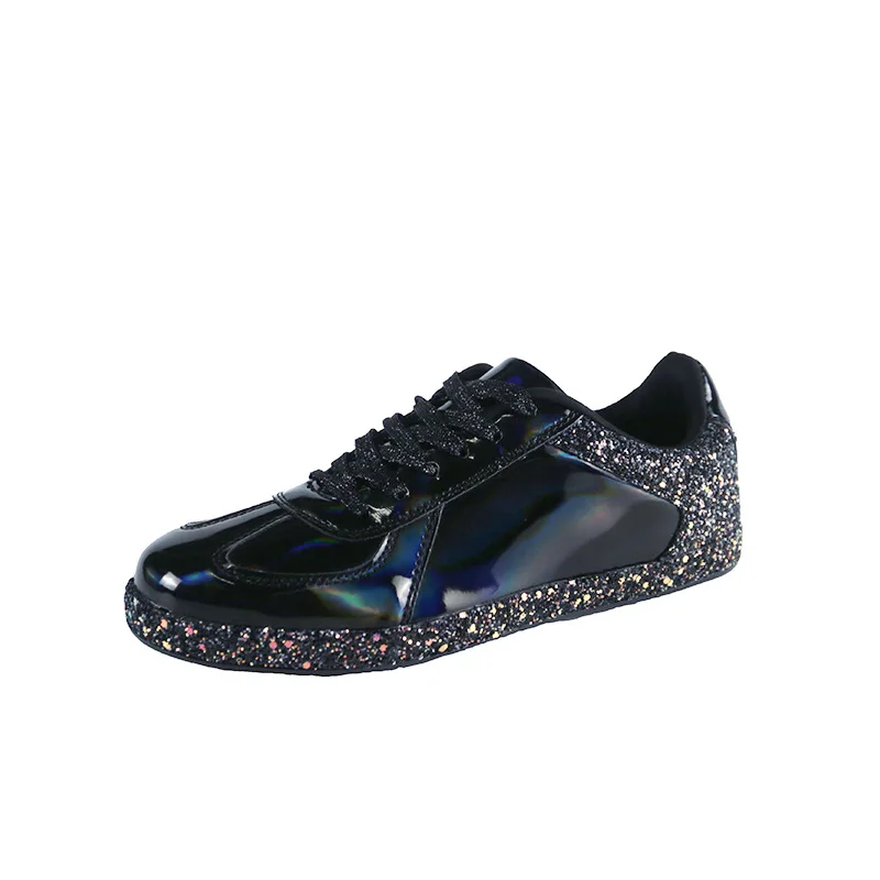 Новинка блестящее зеркало со стразами показ в 2019 году модная обувь джинсы с