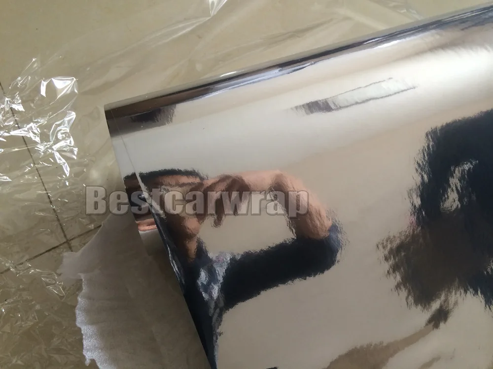 PROTWRAPS Silver Chrome Car Wrap Vinyl high stretchable With Air Bubble Free Vehicle Covering Fleixble foil 1.52*20M |