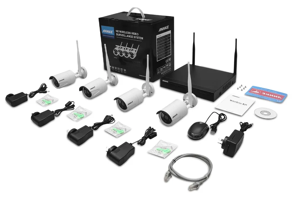 ANNKE 4CH 960 P HD Открытый ИК ночного видения видеонаблюдения 4 штук ip-камера wifi CCTV
