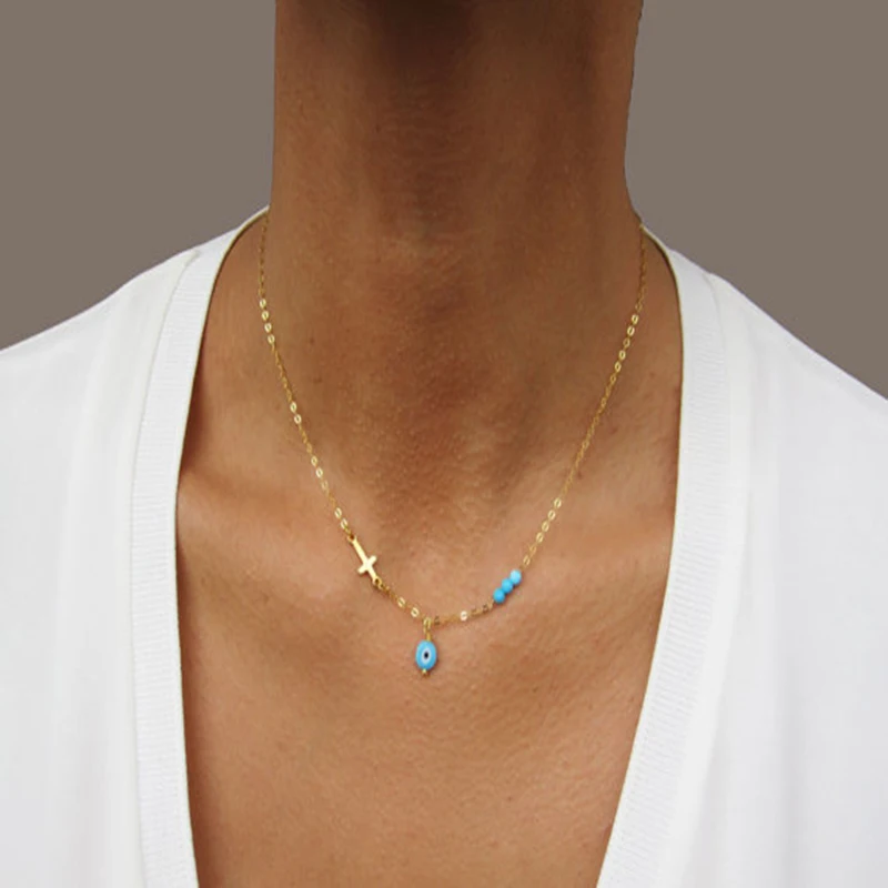 Новинка августа модная цепочка на ключицы с крестиком Женское Ожерелье из