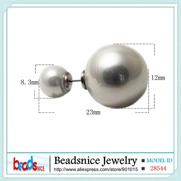 Beadsnice ID28544 hot sale real 925 silver double faced pearl earrings for women new style shell beads stud wholesale | Украшения и