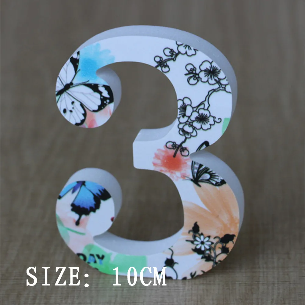 

artificial wood New design 10cm printed spring Butterfly Flowers wooden letters for home Birthday Wedding Decorations of gifts