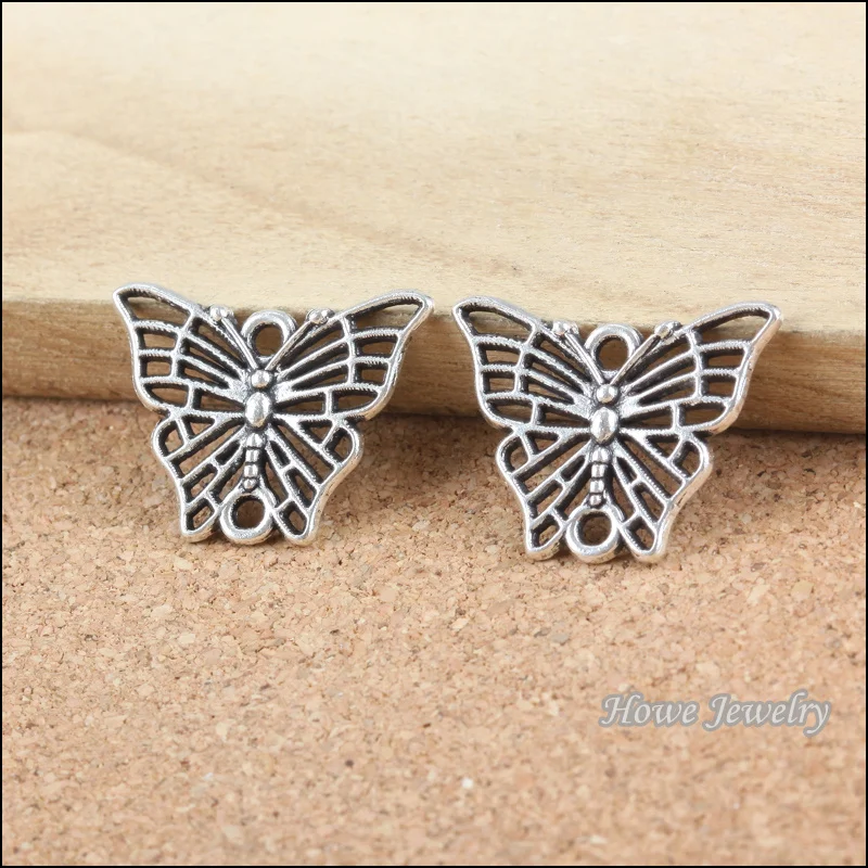 120 шт Посеребренная Бабочка подходит для ожерелий и подвесок DIY Ювелирные изделия Аксессуары B006