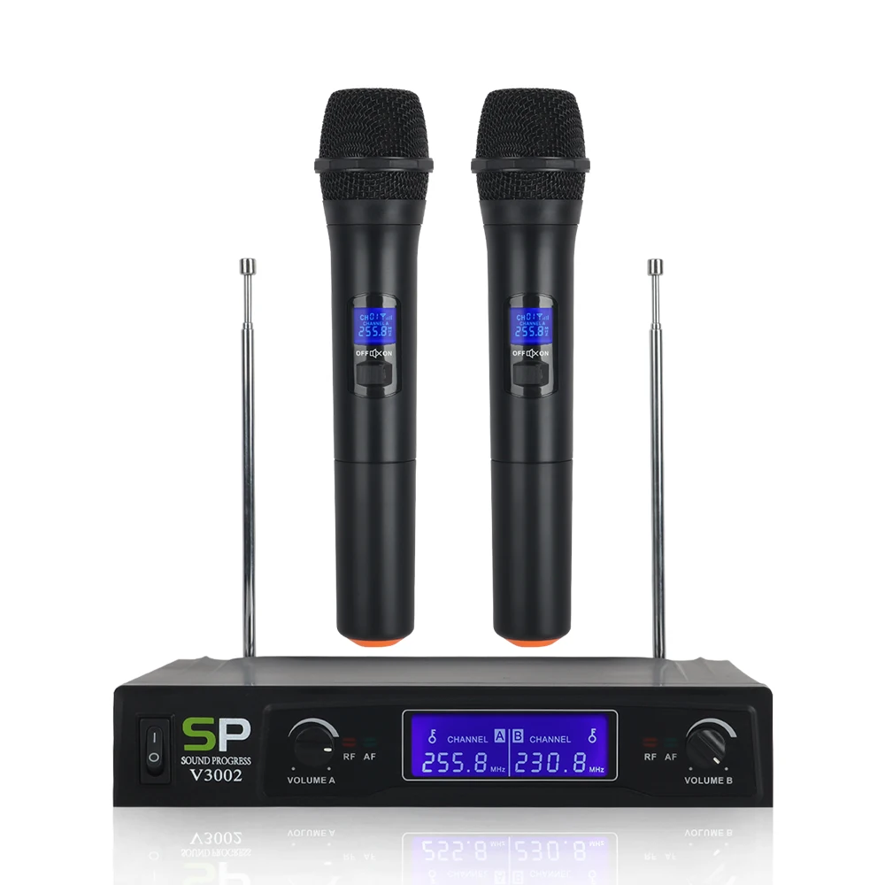 SP V3002 VHF Беспроводная микрофонная система с 2 ручными микрофонными каналами для свадьбы, конференции, караоке, музыки, вечерние