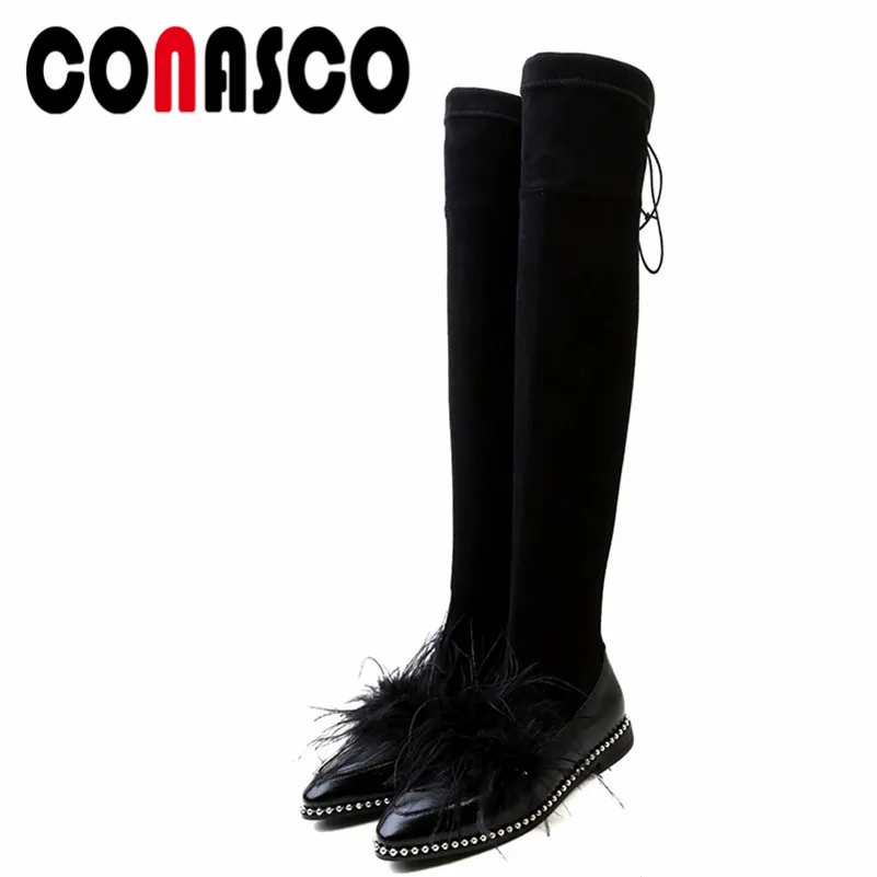 CONASCO 1/фирменный дизайн женские высокие сапоги для вечеринки и свадьбы теплая