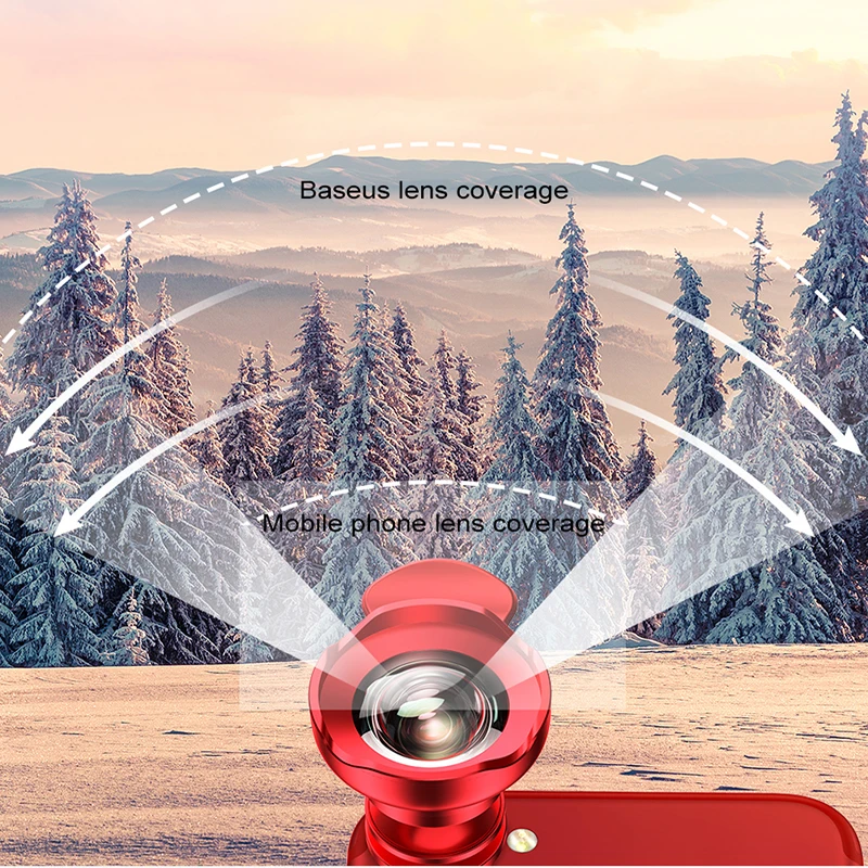 Baseus зум объектив для смартфона рыбий глаз широкоугольный Макро телескоп