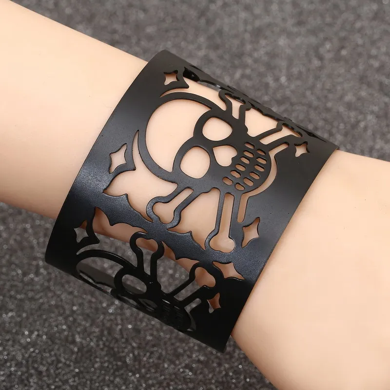 Череп браслет для женщин и мужчин скелет Хэллоуин призрачный Байкер хип-хоп